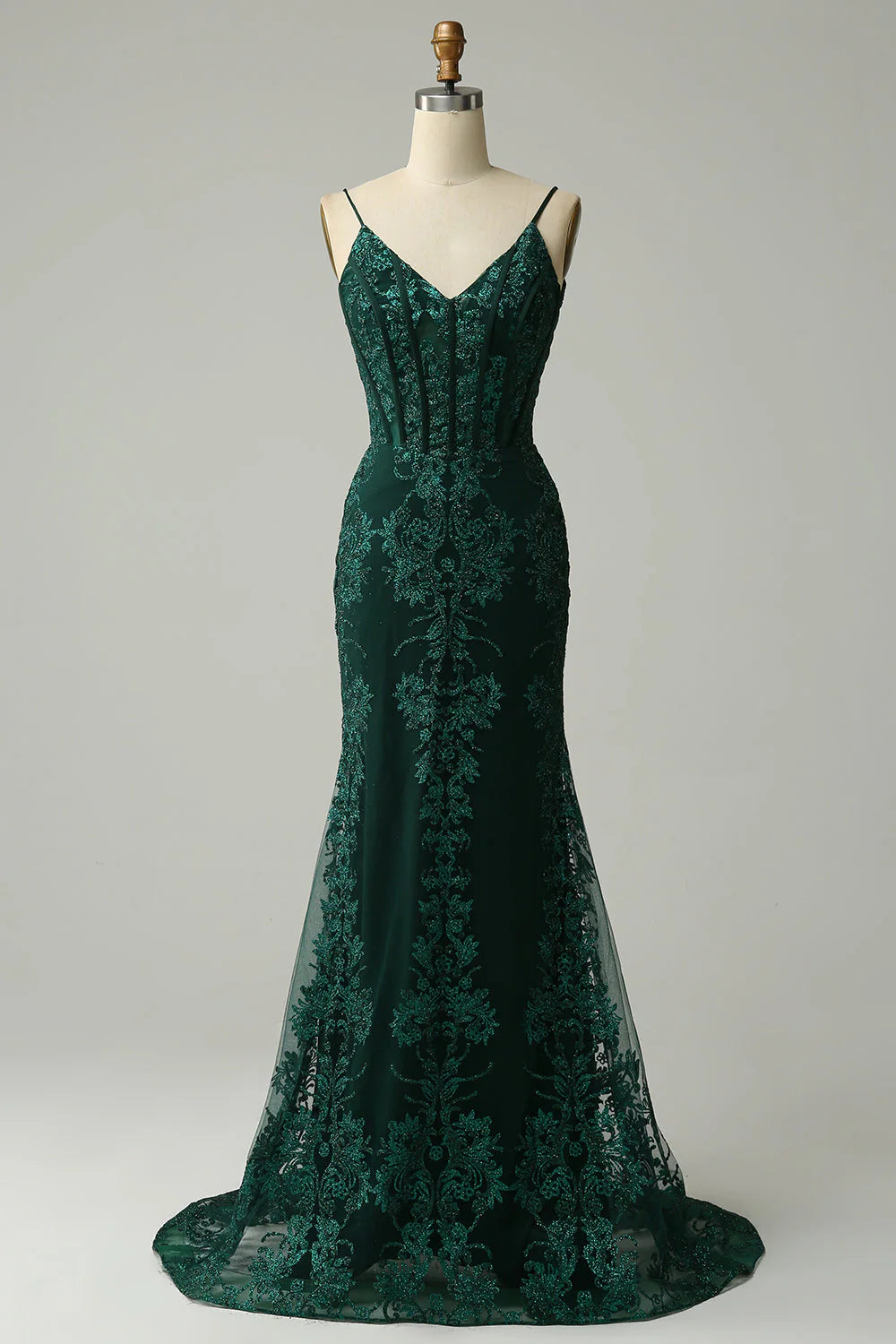 Mermaid Chiffon Spaghetti Straps Prom Dress With Appliques